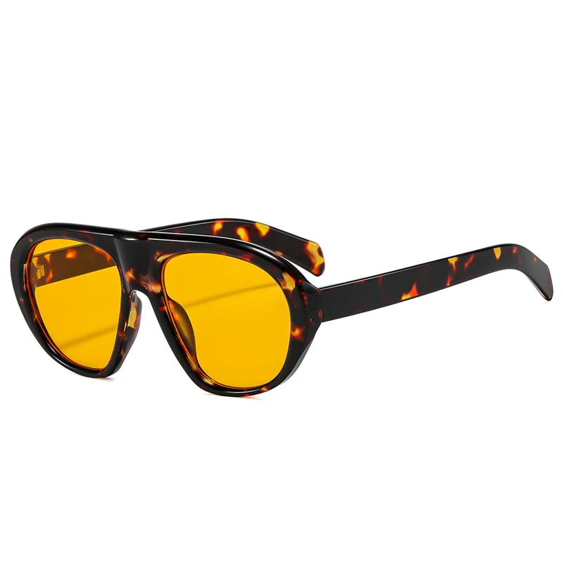 SO&EI Vintage Candy Color Pilot Men Sunglasses Fashion Women Outdoor Shades UV400 Punk Leopard Sun Glasses