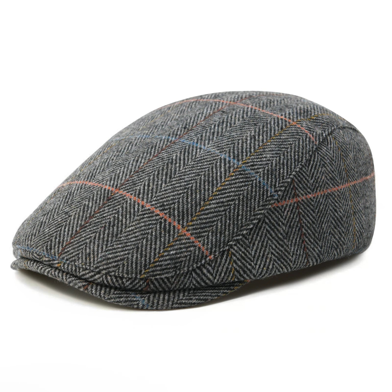 Men's Herringbone Flat Cap – Wool Blend