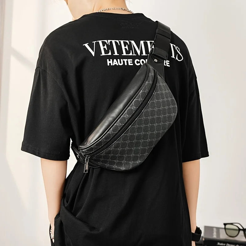 Men's PU Leather Chest & Sling Bag – Multifunction Crossbody & Waist Pack