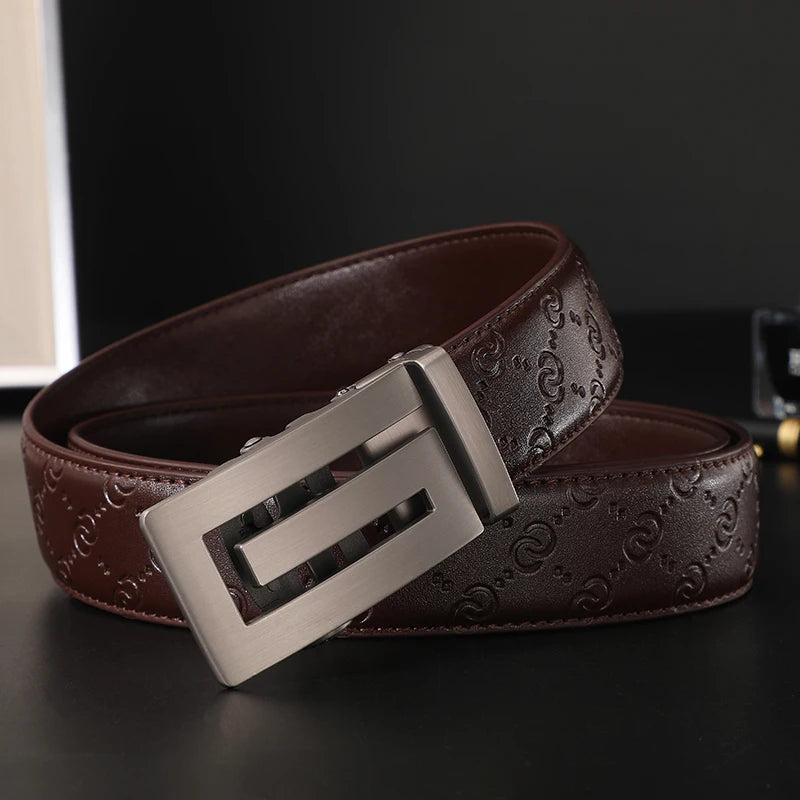 Unisex Split Leather Belt – Designer-Style Square Buckle