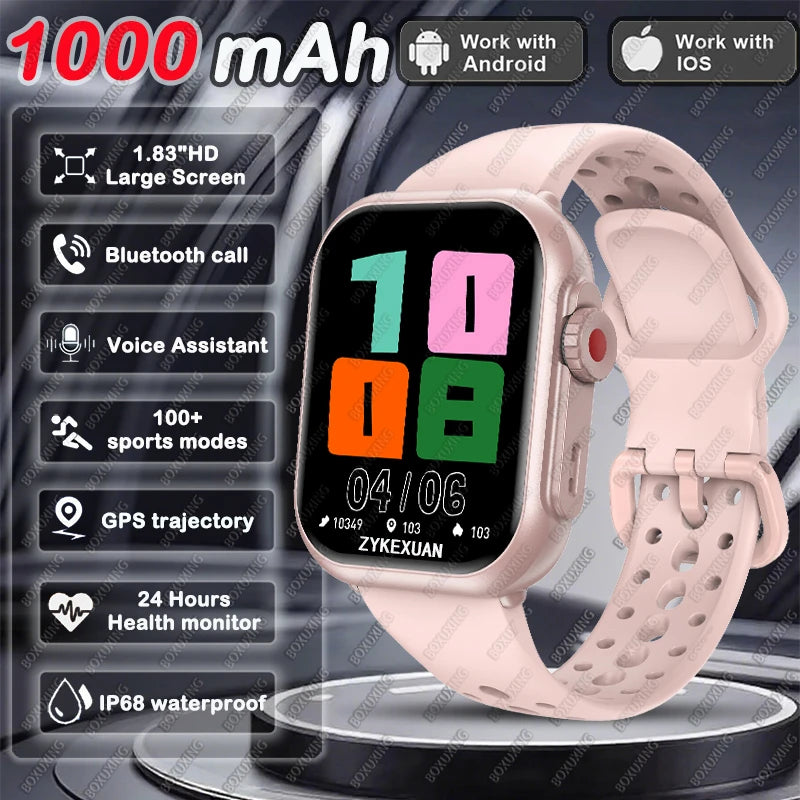 BOXUXING 1.85" AMOLED Smartwatch | 1000mAh, IP68, Bluetooth Calling & GPS