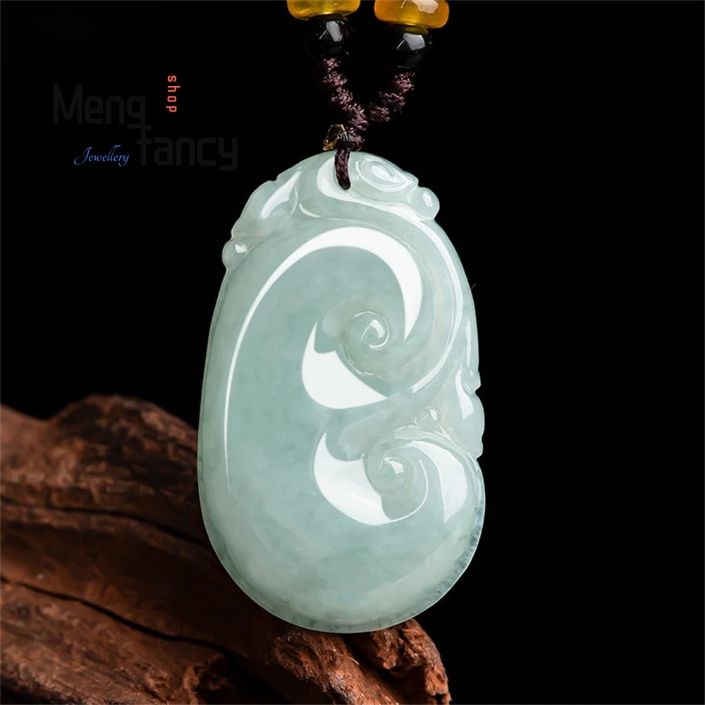 Natural A Goods Jade Ruyi Pendant Ice Jade Pendant Flower Men's Necklace Women's Jade Pendant Luxury Necklace Fashion Jewelry