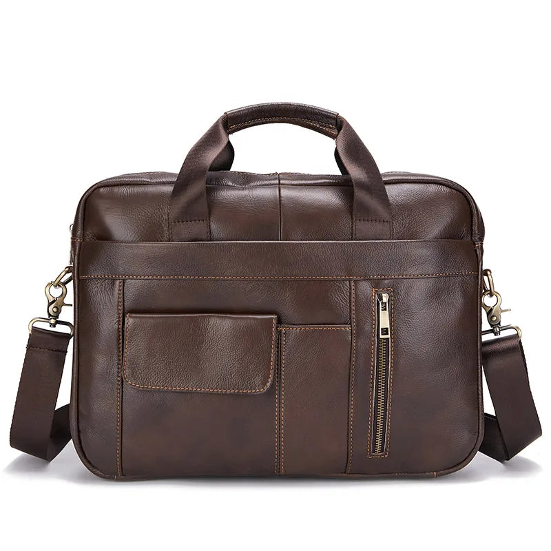 LACHIOUR Genuine Leather Laptop Bag – Business Messenger & Crossbody | Men's