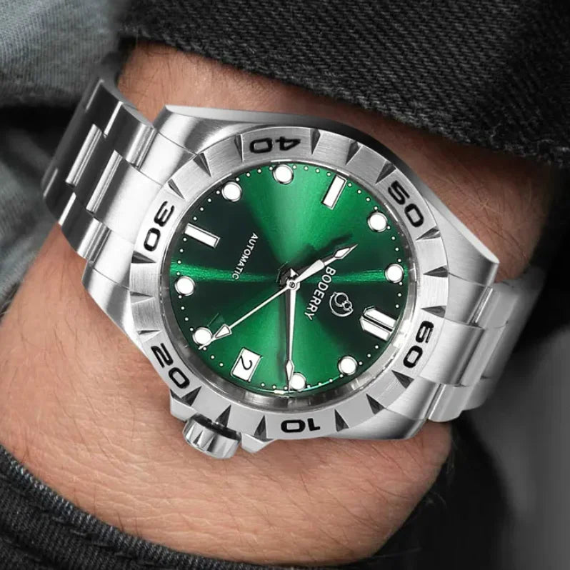 BODERRY Men Automatic Watch 41.5mm Military Mechanical Wristwatch 50m Waterproof Sapphire Mirror Luminous Hangzhou 7500