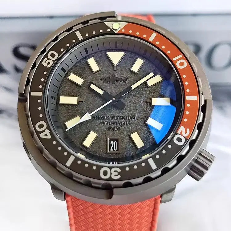 HEIMDALLR Men Automatic Watch 44mm Tuna Mechanical Wristwatch Titanium Case Luminous Diver 20Bar Waterproof Sapphire Sport NH35