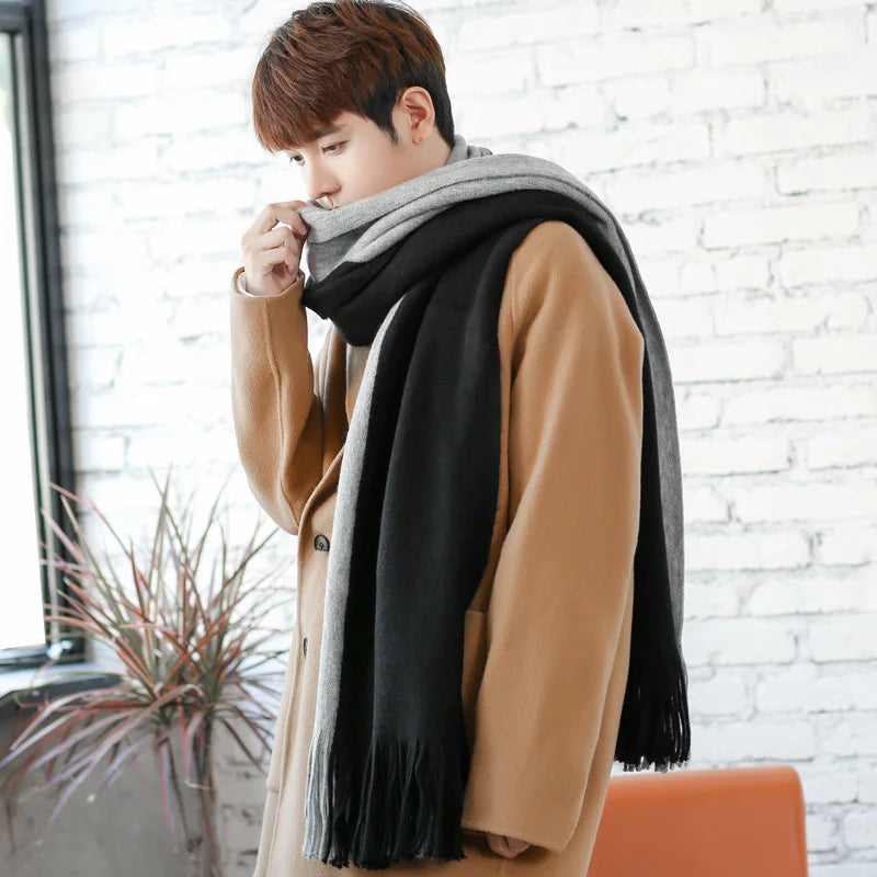 Men's Patchwork Striped Knit Scarf