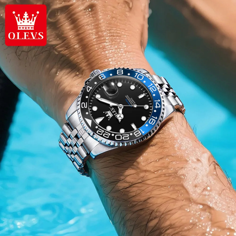 OLEVS 5657 Original Men's Watches Luxury Top Brand Diving Series Stainless Steel Waterproof Luminous Calendar Men's Wristwatches