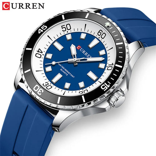 Curren 8448 Quartz Sport Watch – Silicone Strap, Luminous Hands, 5 Colour Options
