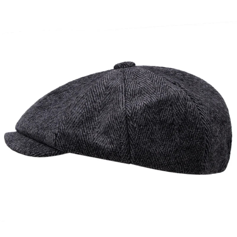 Men's Herringbone Tweed Flat Cap – Wool Blend