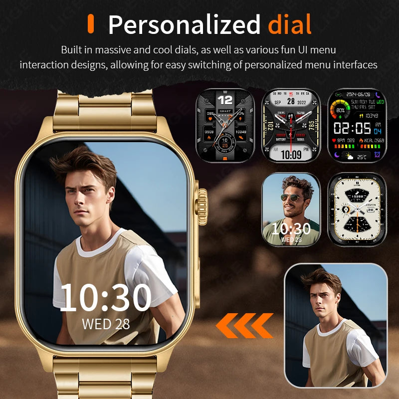 LIGE Smart Watch – 2.01" Display, 40-Day Standby, Bluetooth Calling, GPS, IP68