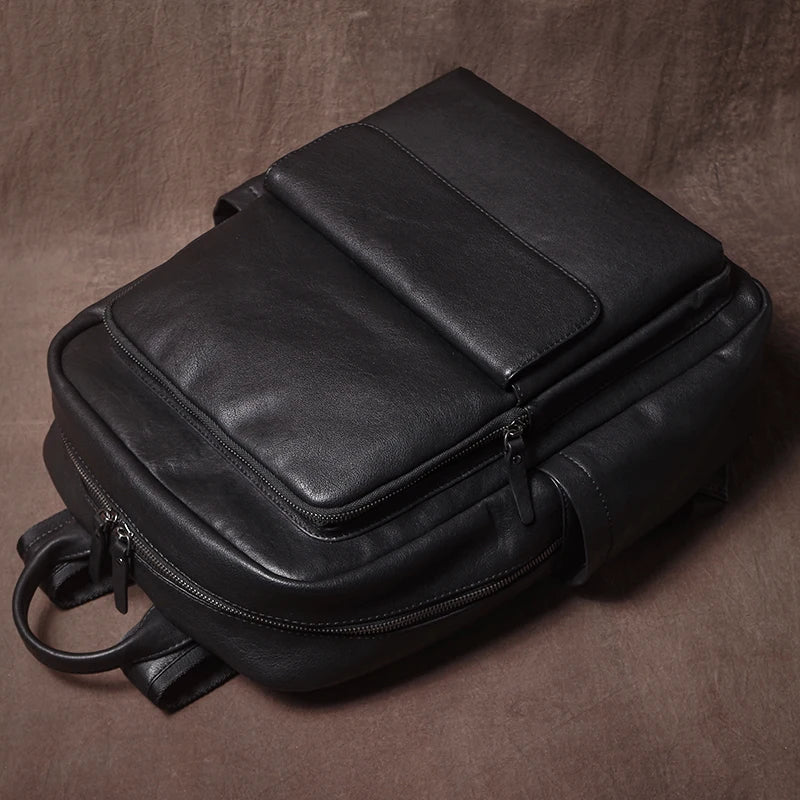 Men's Genuine Leather Laptop Backpack