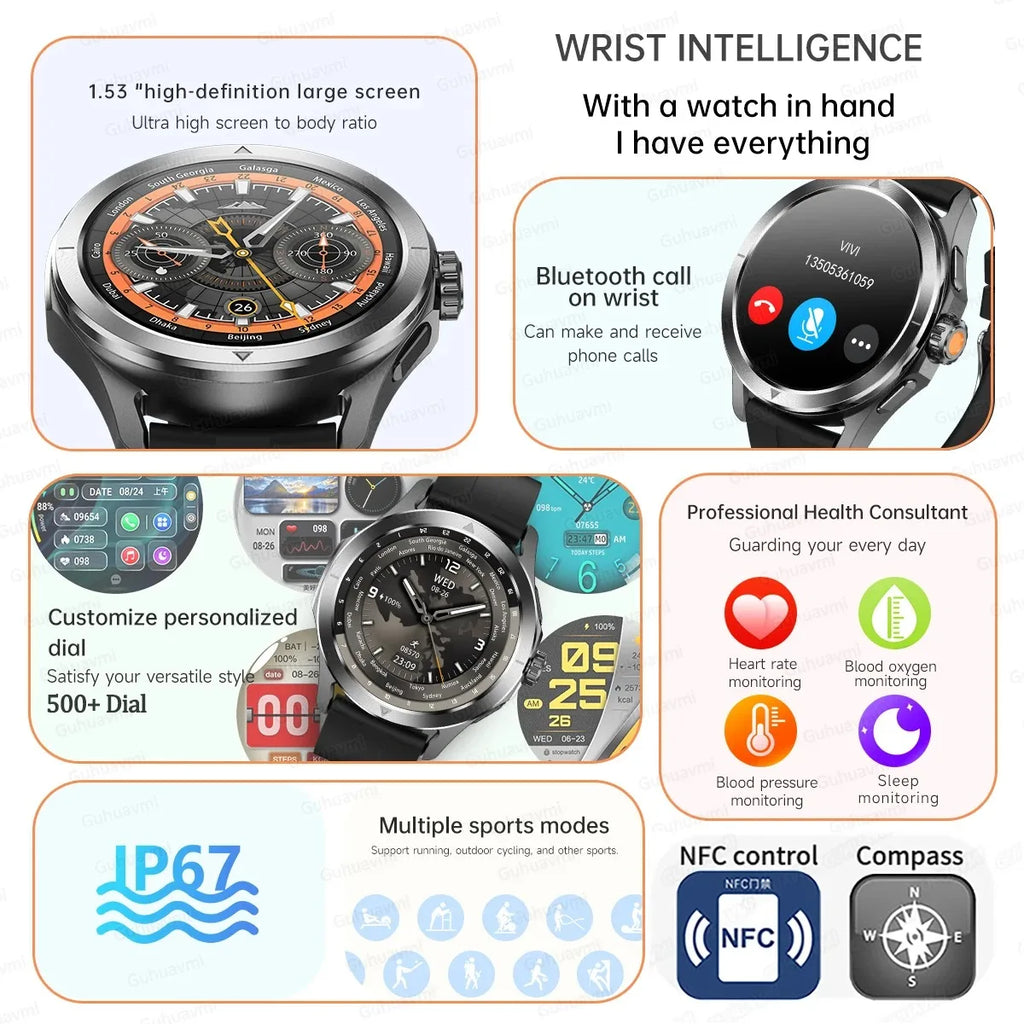 Hiwego S4 Ultra Smartwatch | 1.53" AMOLED, NFC, GPS, Compass & IP68