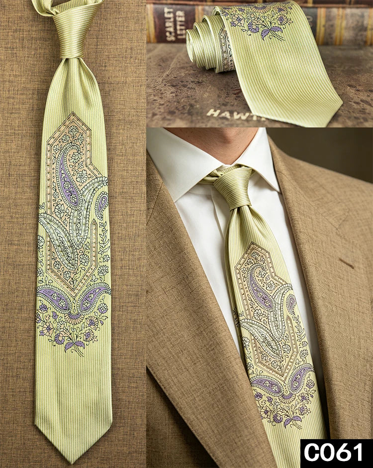 Men's Rhinestone Silk Jacquard Necktie – Paisley & Geometric | High-End