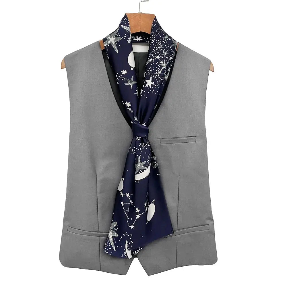 Men's British Style Silk-Touch Neck Scarf | Geometric Pattern