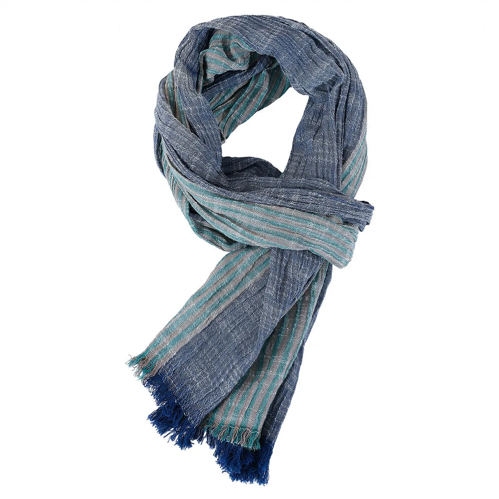 Men's Striped Cotton Linen Scarf | Neckerchief & Shawl
