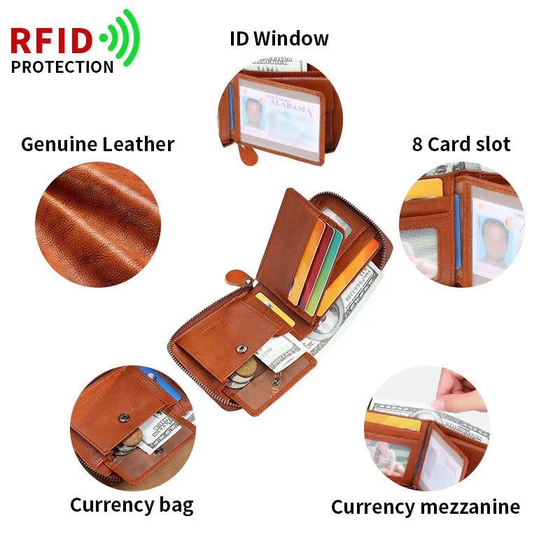 GERUOLA Genuine Leather Zip-Around Organiser Wallet