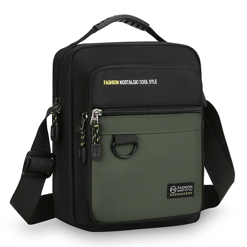Men's Nylon Multi-Pocket Crossbody Bag – Large Capacity Shoulder Bag for Business & Daily Use