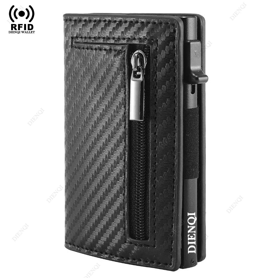 RFID Pop-Up Card Holder | Aluminium & Leather | Minimalist Wallet
