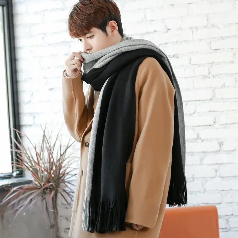 Men's Patchwork Striped Knit Scarf