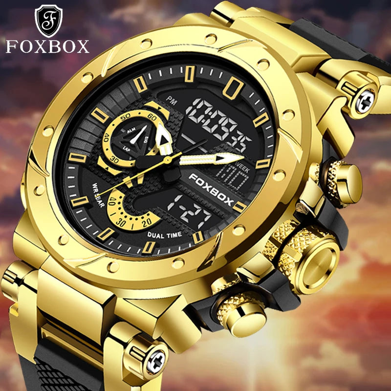 LIGE FB0056 Men's Dual Display Sport Watch | Military Style | 5ATM | Chronograph