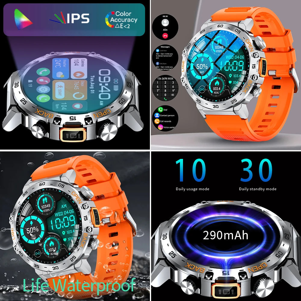 LIGE Smart Watch – 1.53" HD Round Display, LED Flashlight, Bluetooth Calling, IP68