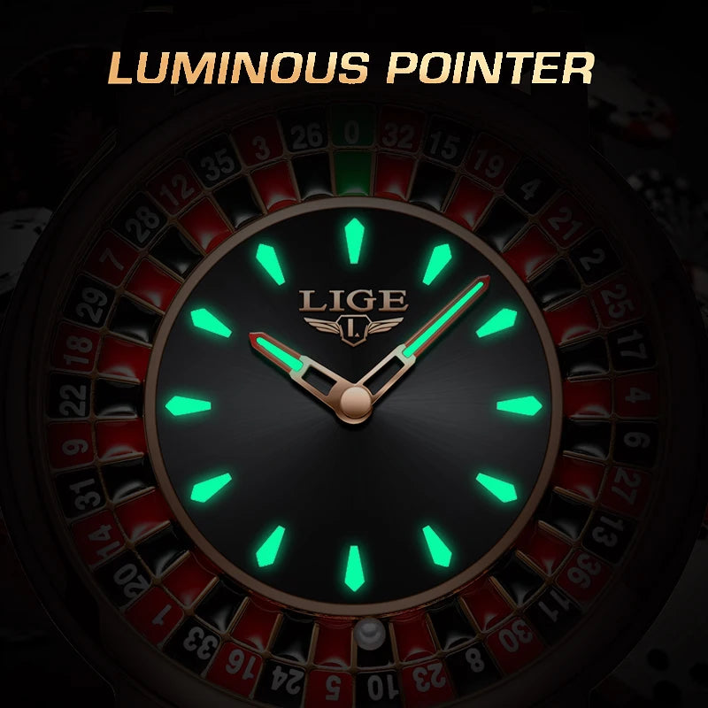 LIGE Chronograph Watch – Luminous Quartz with Leather Strap | Men's