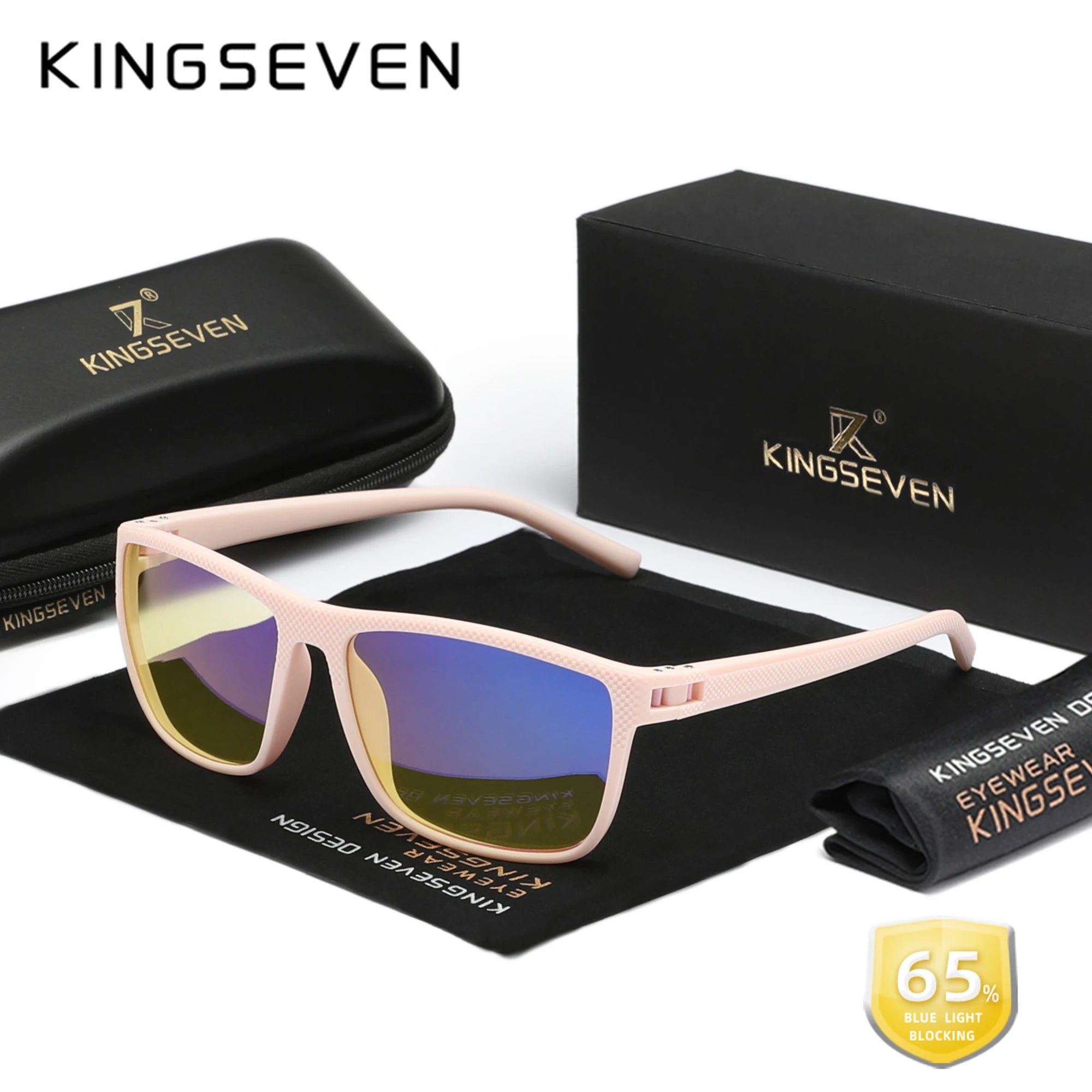 KINGSEVEN New Anti-Blue Ray Glasses Transparent Lens Eyeglasses Men Women Computer Blue Light Blocking Optical Reading Eyewear