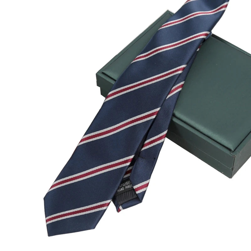 Men's Skinny Navy Blue Necktie – Retro Stripe | 6cm