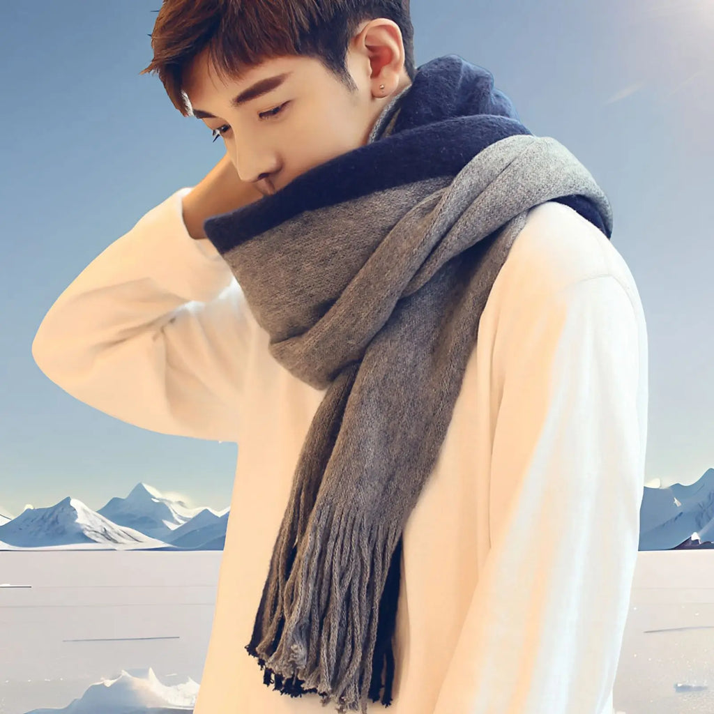 Men's Patchwork Striped Knit Scarf