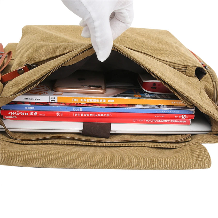 DIDA BEAR Canvas Messenger Bag | Large Capacity Travel & Weekend Briefcase