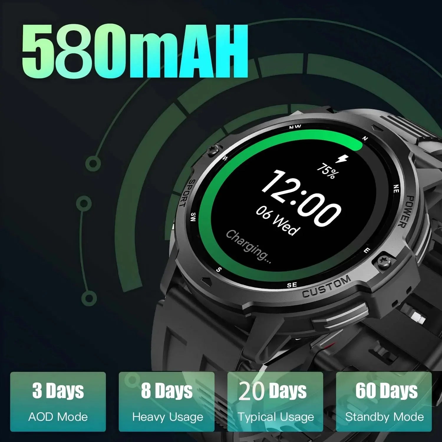 Hiwego GPS Outdoor Smartwatch | 1.46" AMOLED, Barometric Altimeter, Compass & 5ATM