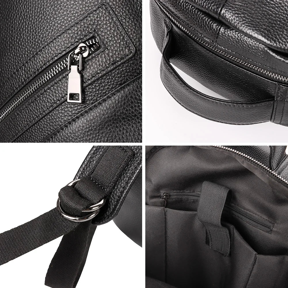 Genuine Leather Rucksack for Men — Classic Casual Daypack & Office Backpack