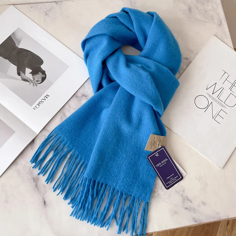 Unisex Wool Narrow Scarf