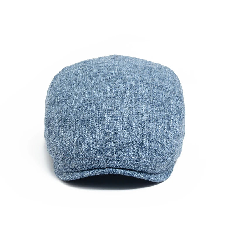 Men's Cotton Linen Flat Cap – Lightweight Beret Style