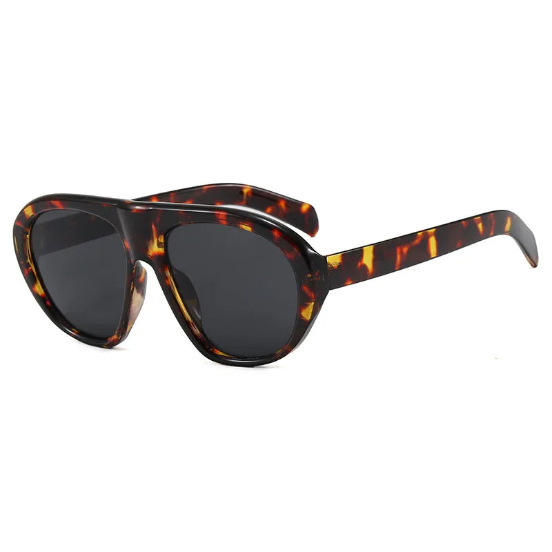 SO&EI Vintage Candy Color Pilot Men Sunglasses Fashion Women Outdoor Shades UV400 Punk Leopard Sun Glasses