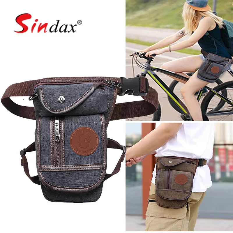 Men's Waterproof Motorcycle Drop Leg Bag – Nylon Riding Waist & Shoulder Bag