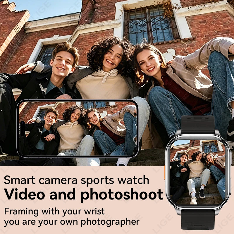 LIGE Smart Watch with Camera – 2.01" Display, 670mAh, Bluetooth Calling, IP67