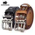 BISON DENIM Leather Pin Buckle Belt – Retro Style