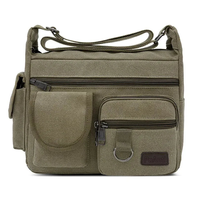 Men's Canvas Messenger Bag – Casual Crossbody & Shoulder Tote