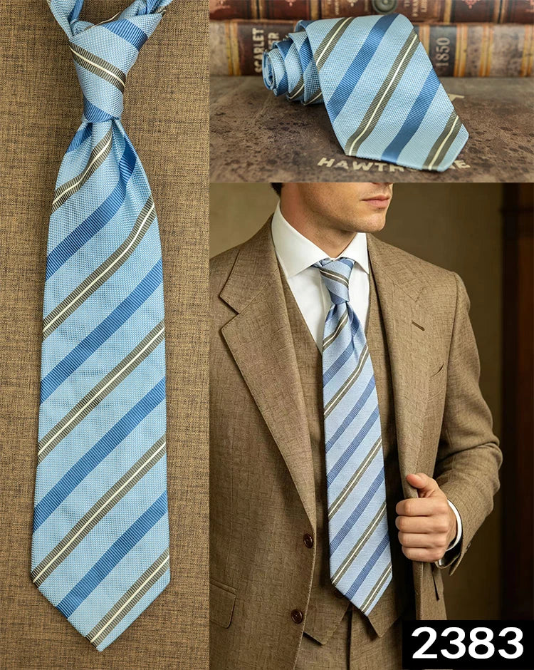 Men's 100% Silk Jacquard Necktie – Geometric, Floral, Checked & Solid