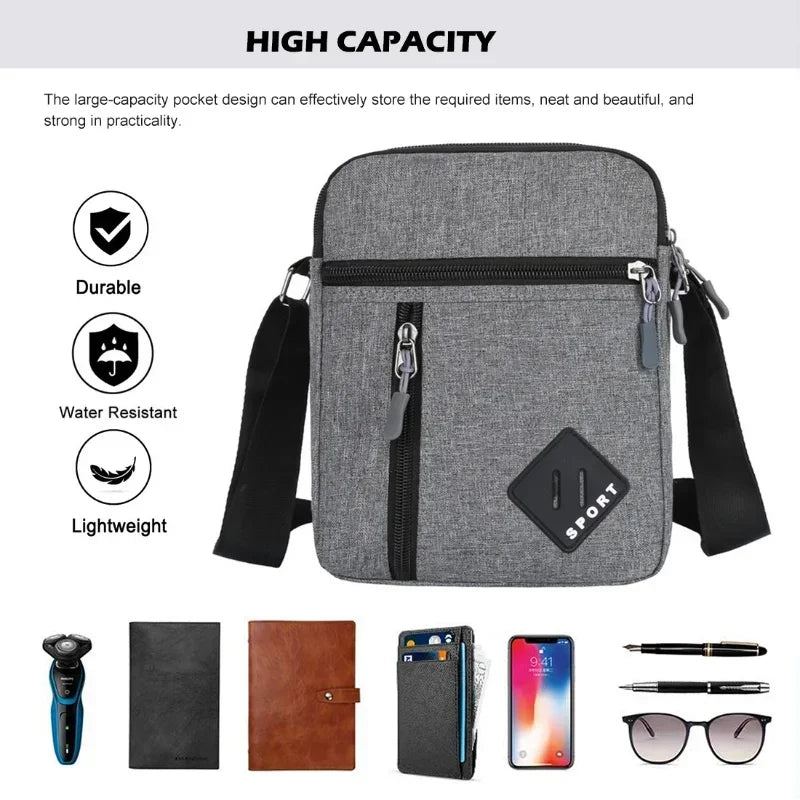 Men's Waterproof Canvas Messenger Bag – Small Crossbody Sling Pack for Work & Business