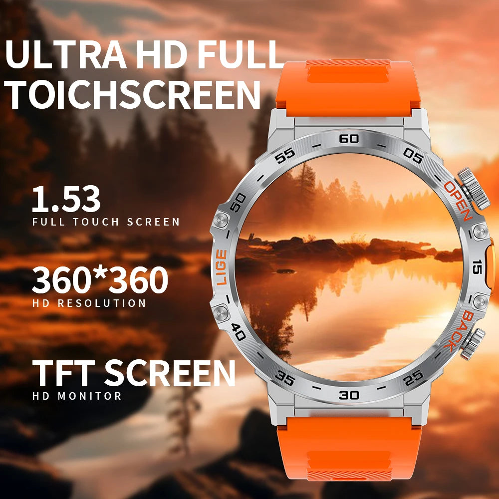 LIGE Smart Watch – 1.53" HD Round Display, LED Flashlight, Bluetooth Calling, IP68