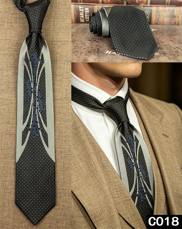 Men's Rhinestone Silk Jacquard Necktie – Paisley & Geometric | High-End