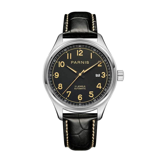 PARNIS Men Automatic Watch 43MM Luxury Mens Watches Self Wind Mechanical Wristwatch Military 50M Waterproof Relogio Miyota 821A