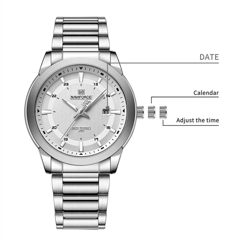 NAVIFORCE NF8029 Fashion Sport Watch | Stainless Steel | Luminous | Date Display