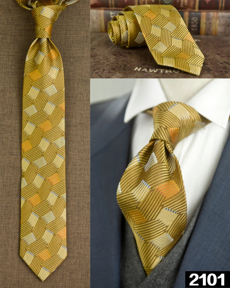 Men's 100% Silk Jacquard Necktie – Paisley, Abstract & Geometric Patterns