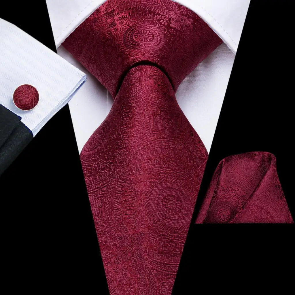 Hi-Tie Men's Silk Paisley Necktie & Pocket Square Set – 8.5cm | 19 Colours