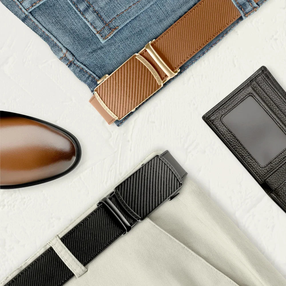Unisex Leather Automatic Buckle Belt – 11 Colours, 3 Sizes