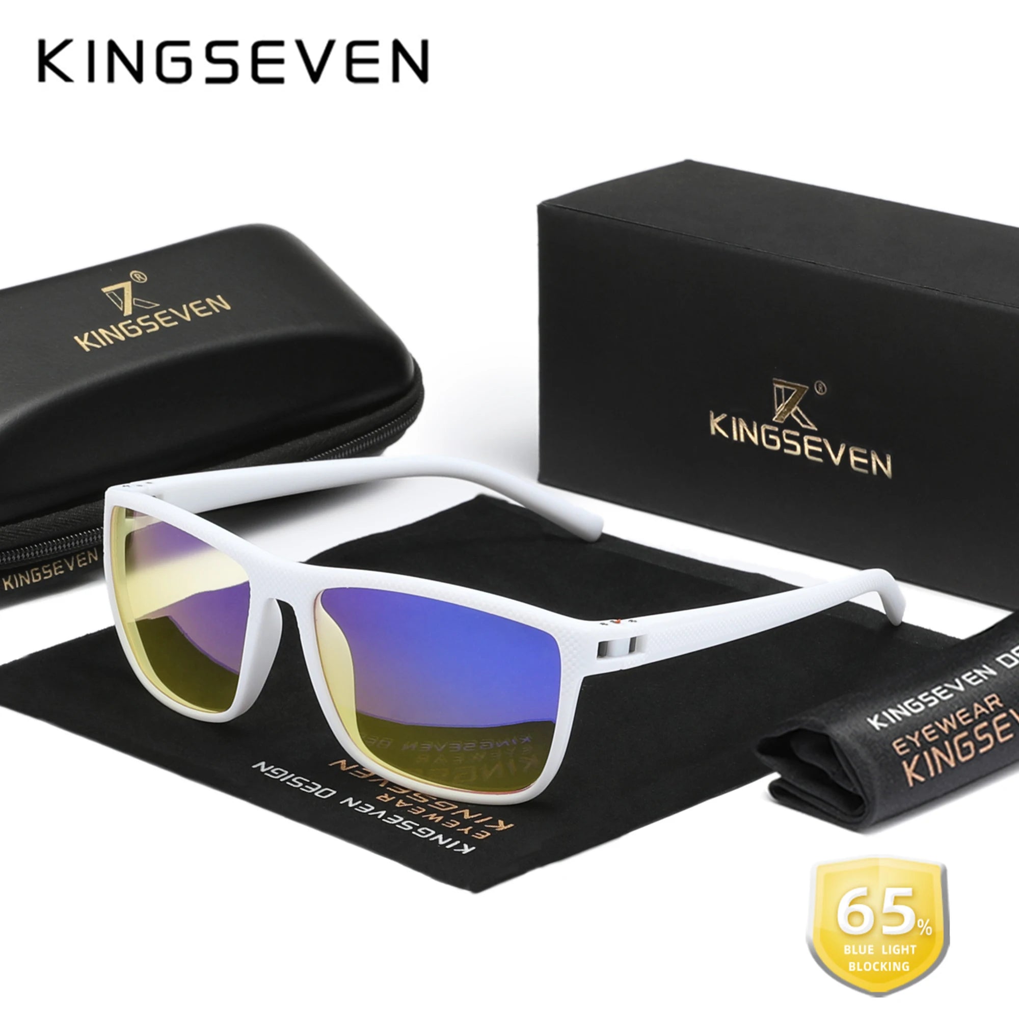 KINGSEVEN New Anti-Blue Ray Glasses Transparent Lens Eyeglasses Men Women Computer Blue Light Blocking Optical Reading Eyewear