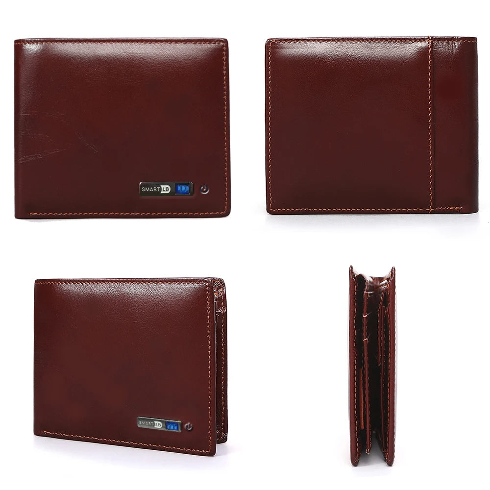 Smart Tracker Genuine Leather Bifold Wallet – Anti-Loss